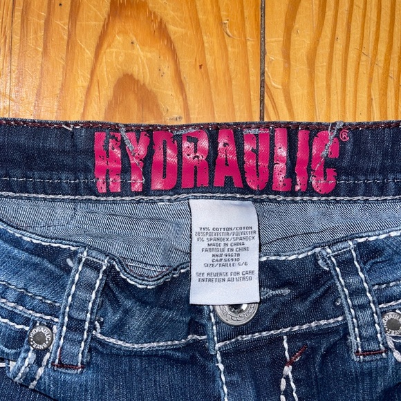 Hydraulic Gramercy Womens Blue Jeans Capri Low Rise Distress Crosshatch Sz 5/6 - Picture 2 of 6